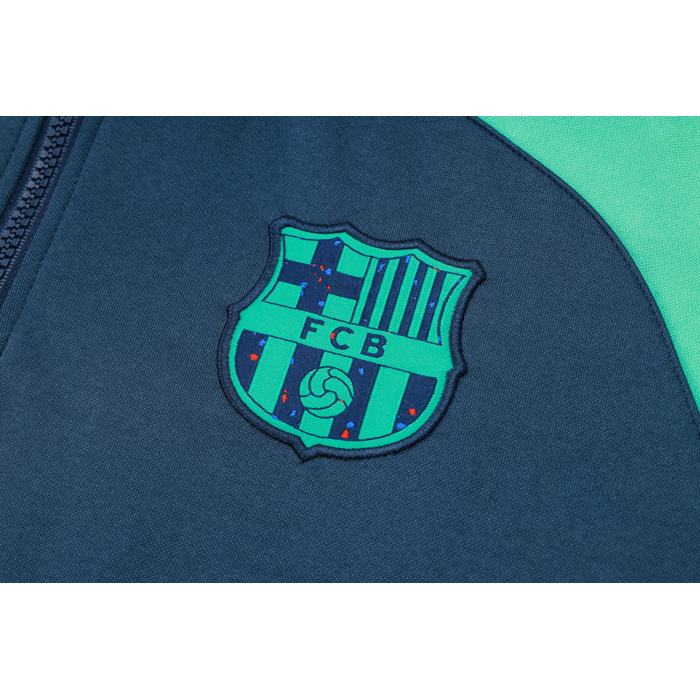 Chandal de Sudadera del Barcelona Nino 23-24 Azul y Verde - Haga un click en la imagen para cerrar